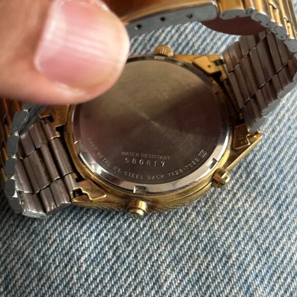 Seiko Chronograph Watch Men 37mm Gold Dial Two Tone 7A28-7020 - Picture 5 of 7